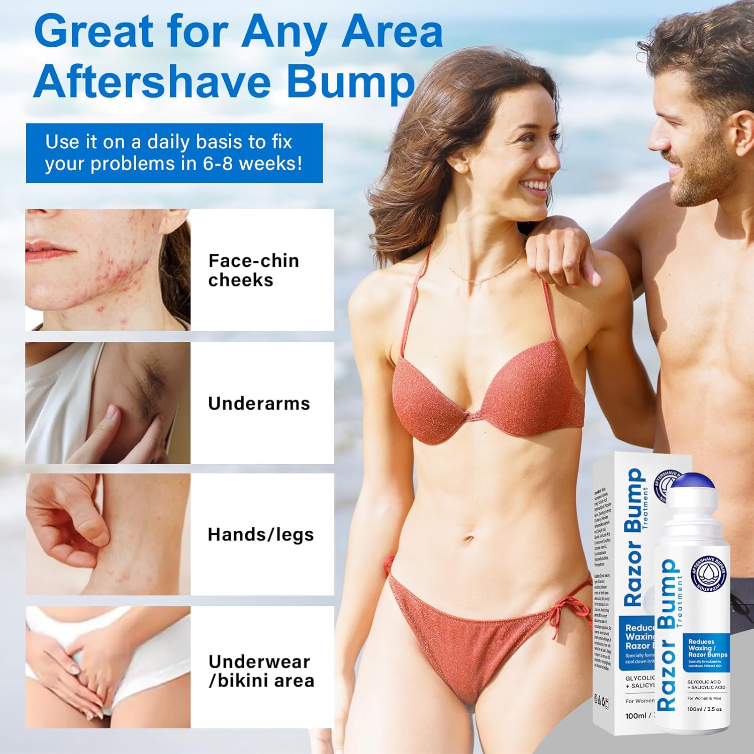 Tratamiento de golpes de afeitado para hombres y mujeres, suero para cuidado después del afeitado para encarnados y quemaduras, solución de tapón