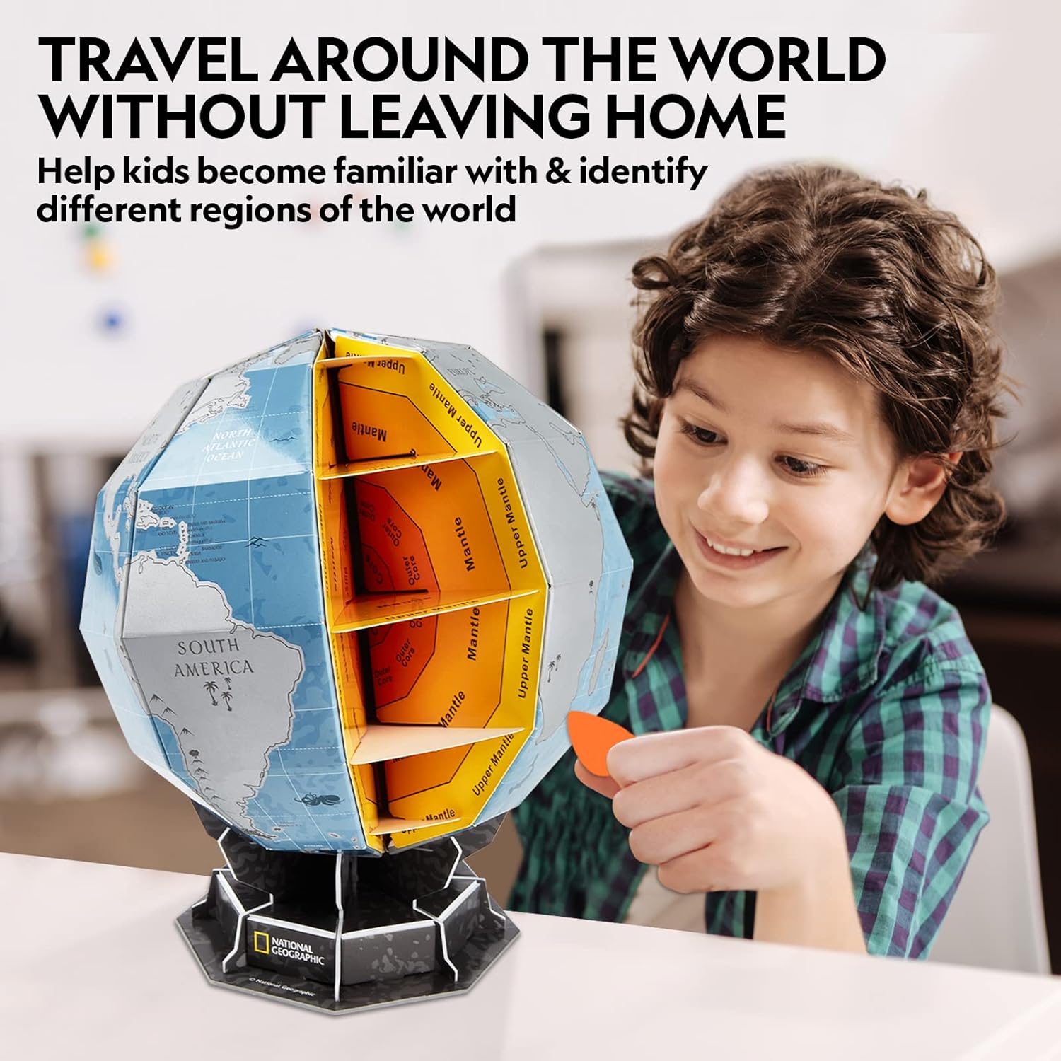 NATIONAL GEOGRAPHIC – Globo rascador para niños, juguetes STEM Earth Globe National Geographic rompecabezas 3D para niños, kit de ciencia, artes y