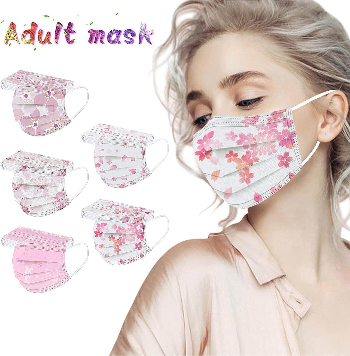Cubrebocas desechables para el Día de la Madre, 50 unidades, transpirables, de 3 capas, máscaras de papel para mujeres y hombres