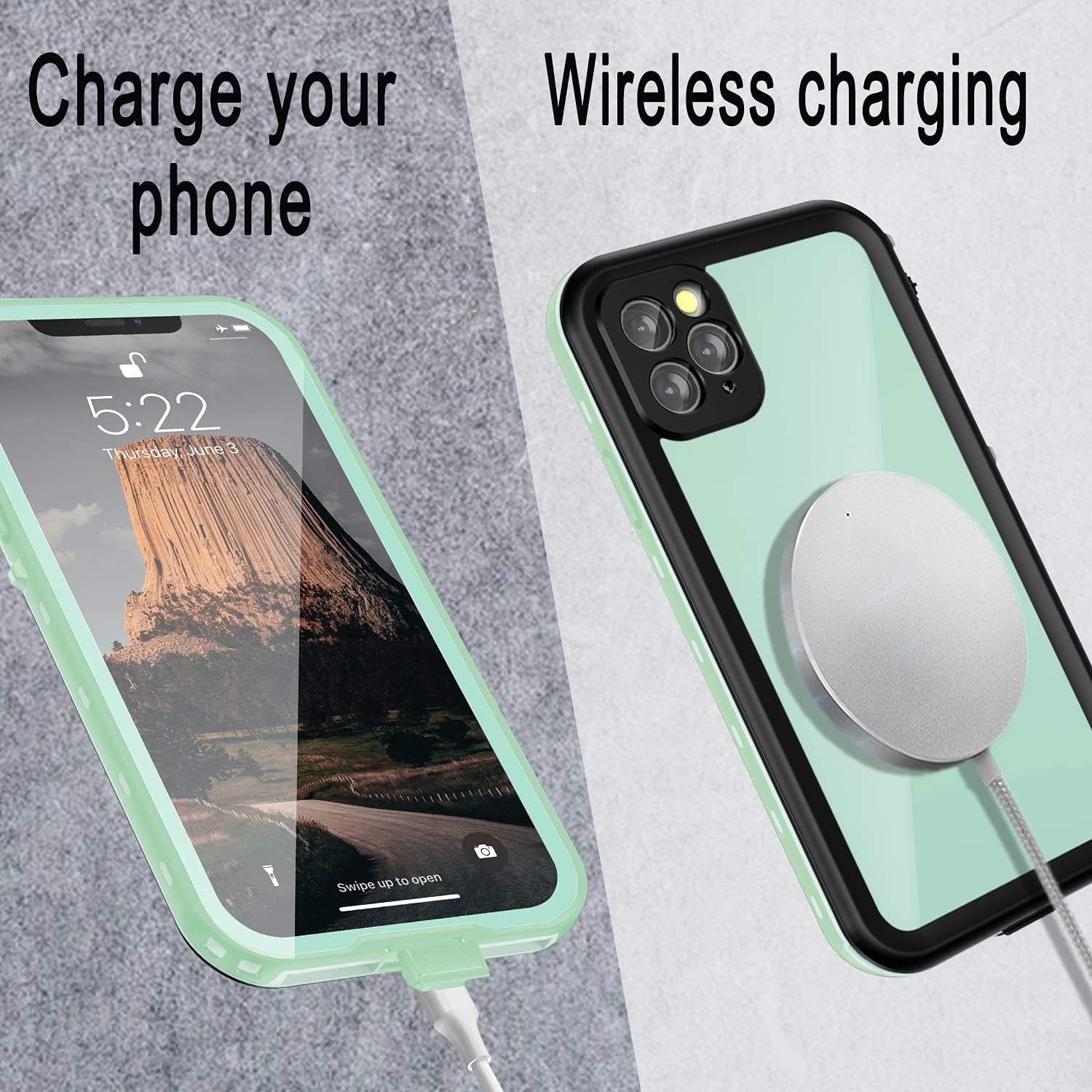 Janazan Funda impermeable para iPhone 12 Pro Max, funda protectora subacuática con protector de pantalla integrado, resistente a los golpes y a la