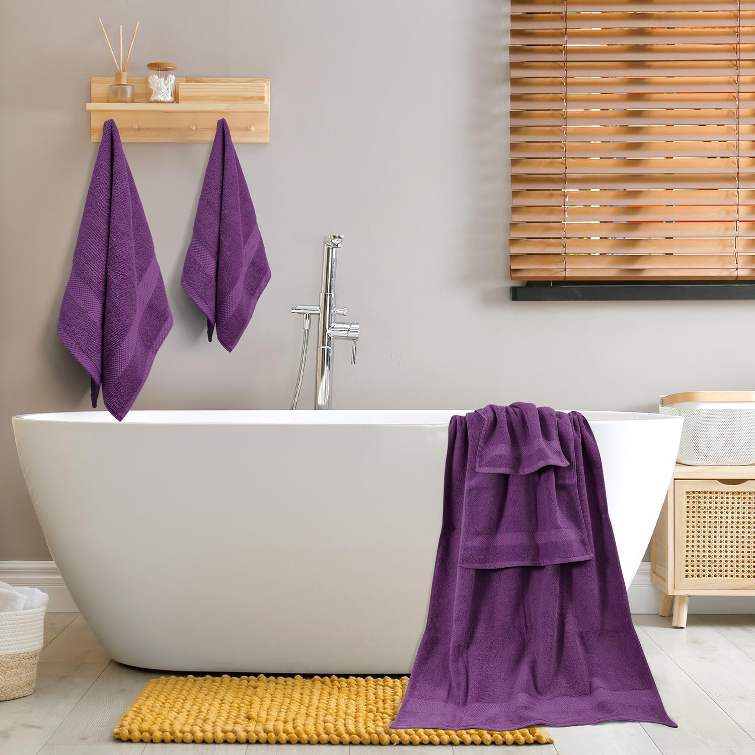 Oakias Juego de toallas de 6 piezas, 21.16 ozm, 2 toallas de baño, 2 toallas de mano y 2 toallas faciales, juego de toallas de baño altamente