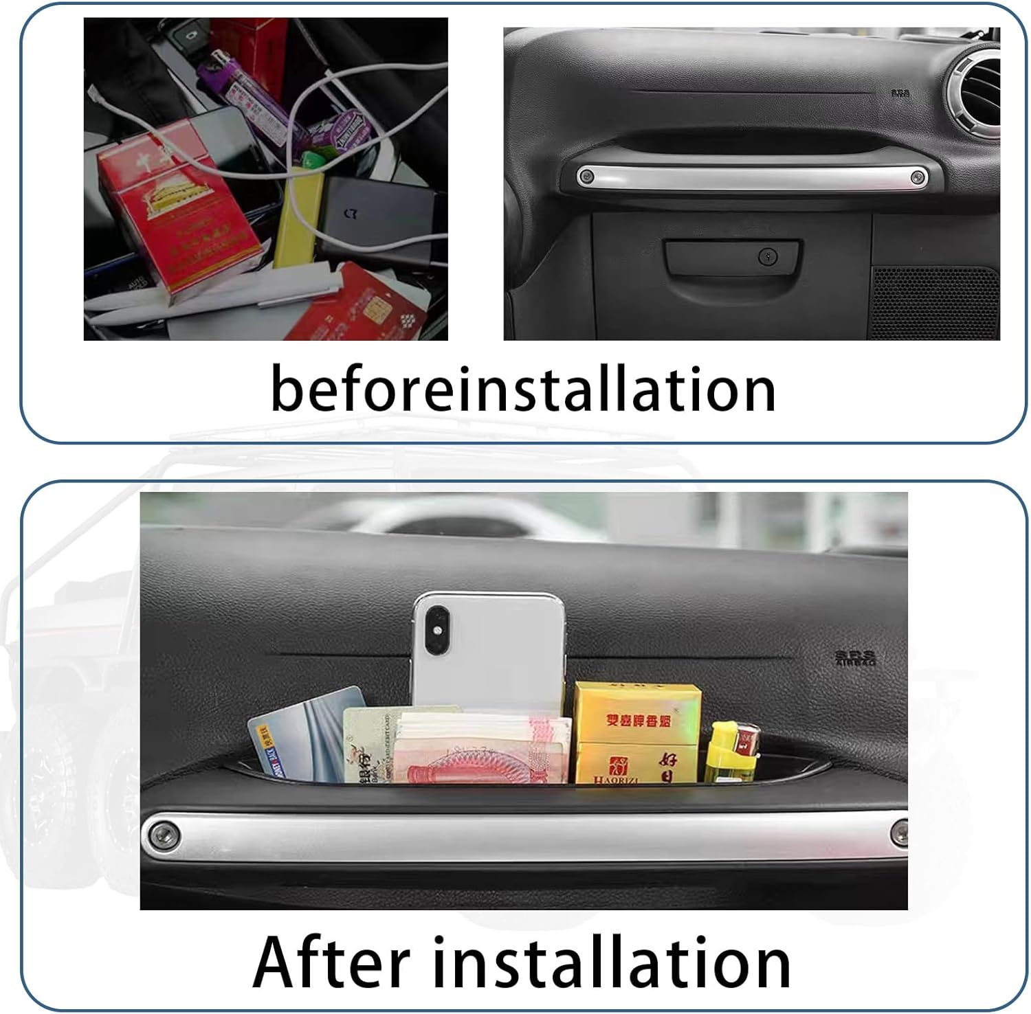 1 caja de almacenamiento con asa, organizador de bandeja de almacenamiento para pasajeros, caja de accesorios compatible con Jeep Wrangler JK JKU