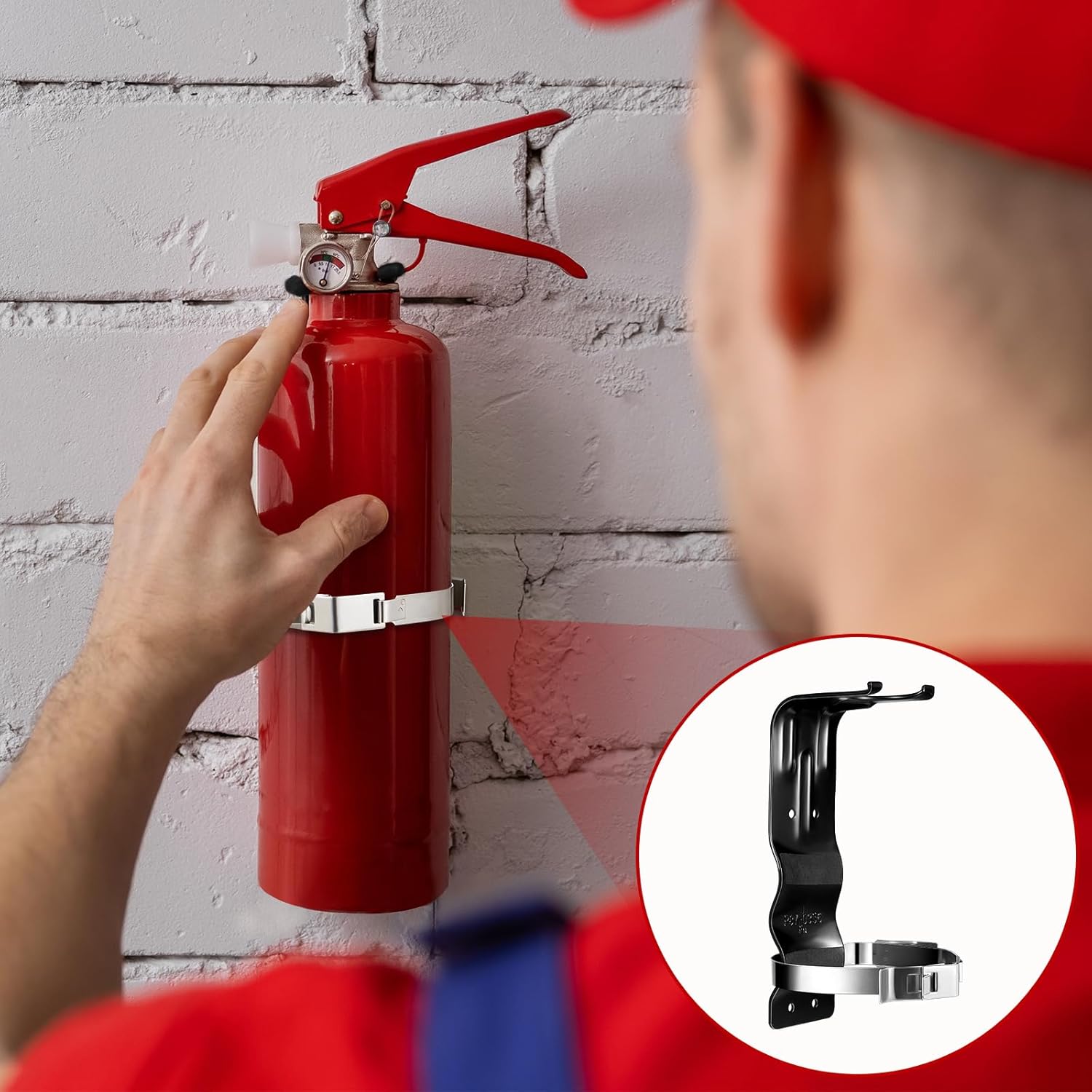 Soporte de extintor de incendios de acero inoxidable, 5 piezas, soporte de extintor de incendios de metal para montaje en pared de 5 libras, soporte