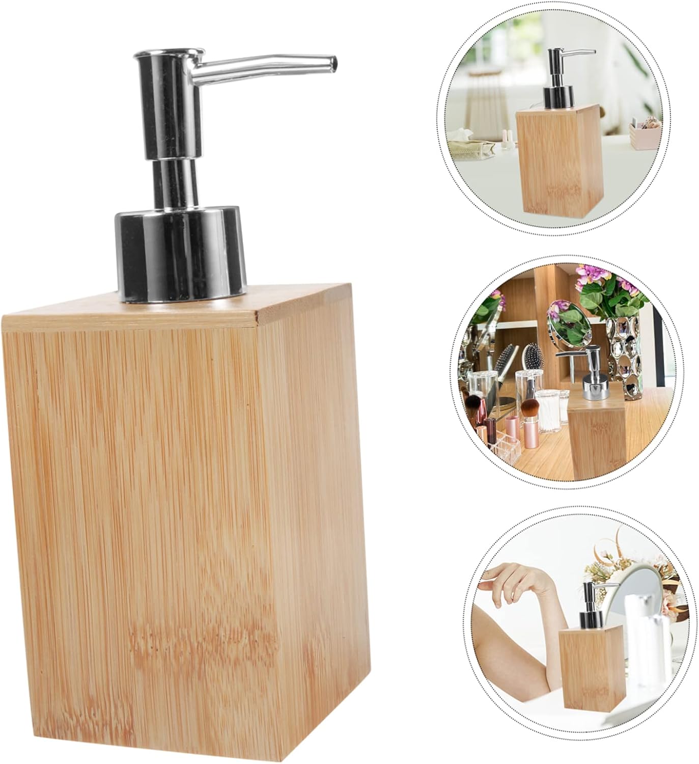 Zerodeko Dispensador de jabón de madera 2pcs Bomba de llenado de botellas de mano Fregadero de bambú Botellas de bomba de bambú