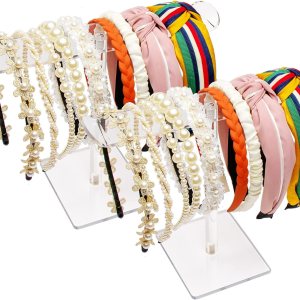 Bigfety Soporte para diadema de acrílico, paquete de 2 soportes organizadores transparentes para la cabeza, almacenamiento de accesorios para el Bigfety Soporte para diadema de acrílico, paquete de 2 soportes organizadores transparentes para la cabeza, almacenamiento de accesorios para el