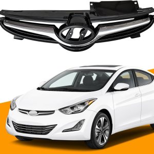 YLT AUTO Cubierta de parachoques delantero de repuesto para rejilla superior, entrada de aire delantera con moldura cromada para Hyundai Elantra YLT AUTO Cubierta de parachoques delantero de repuesto para rejilla superior, entrada de aire delantera con moldura cromada para Hyundai Elantra