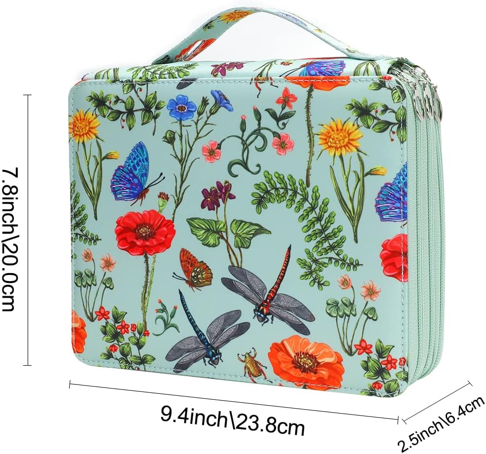 Vomgomfom Estuche para lápices de colores  124 ranuras para lápices con cierre de cremallera, estuche de tela de sarga de gran capacidad para