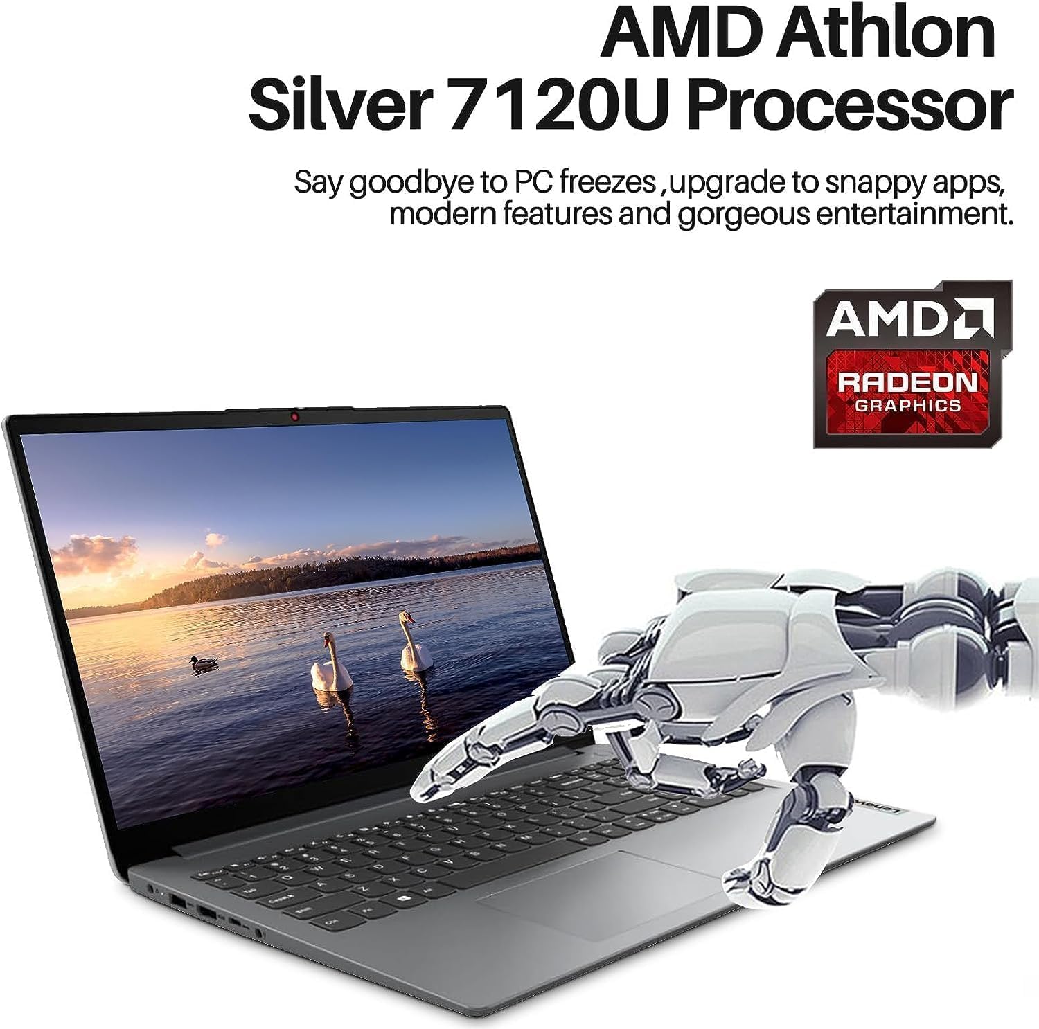 Lenovo IdeaPad 1 Laptop 2024 para negocios y estudiantes, pantalla antirreflejos HD de 15.6 pulgadas, procesador AMD de doble núcleo hasta 3.5 GHz,