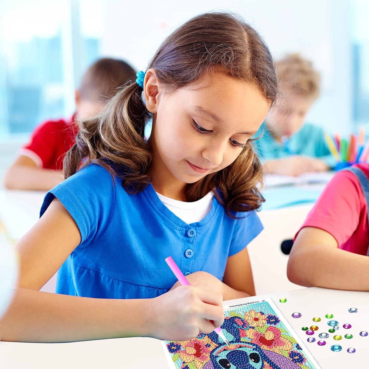 ICECHEN Kit de pintura de diamante 5D para niños con marco de madera, arte y manualidades para niños de 6 a 8 a 10 a 12 años, kit de pintura por