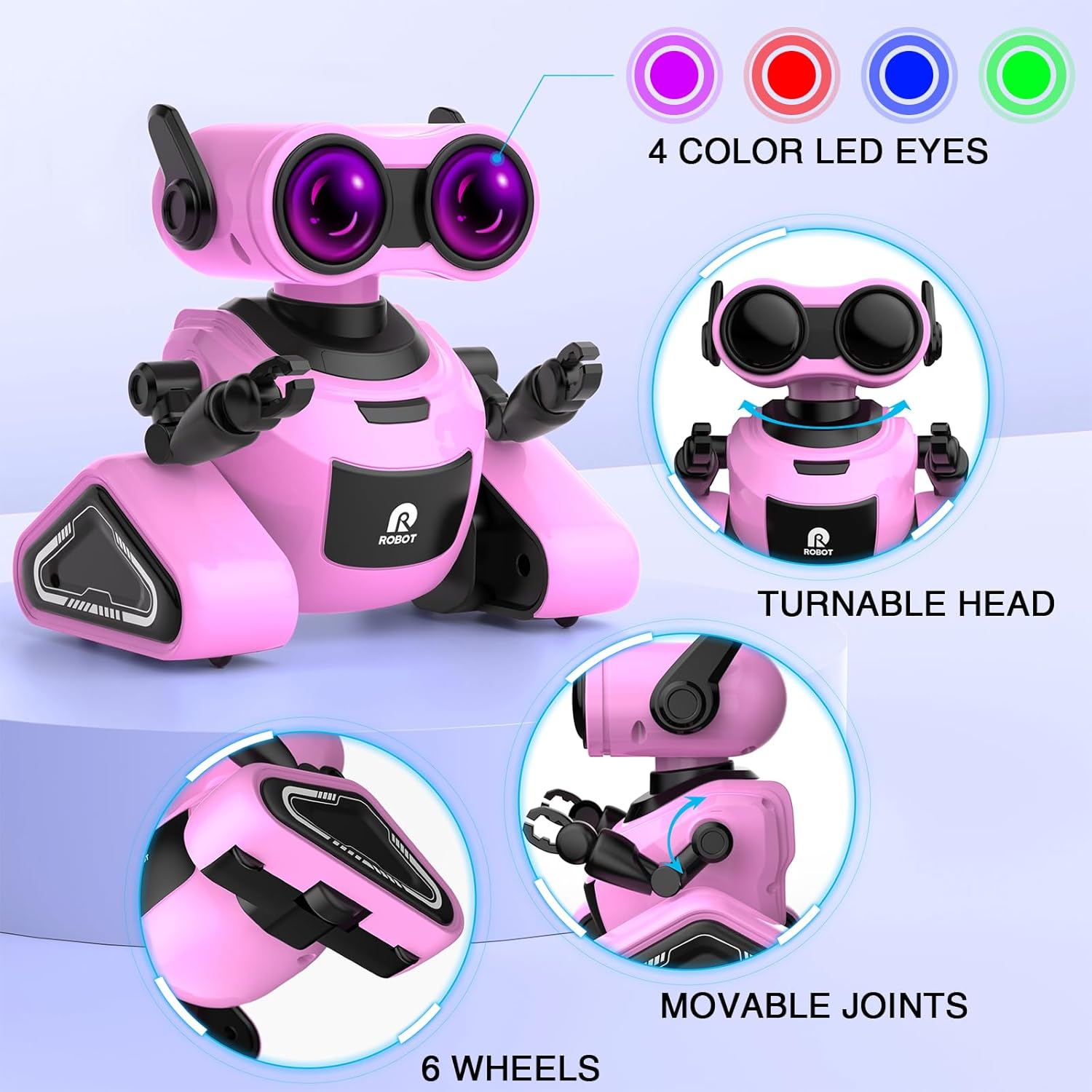 Yerloa Juguetes robot para niñas con calcomanías 3D para 3-5, juguetes de Pascua para bebés, juguete robot de control remoto para niños con música y
