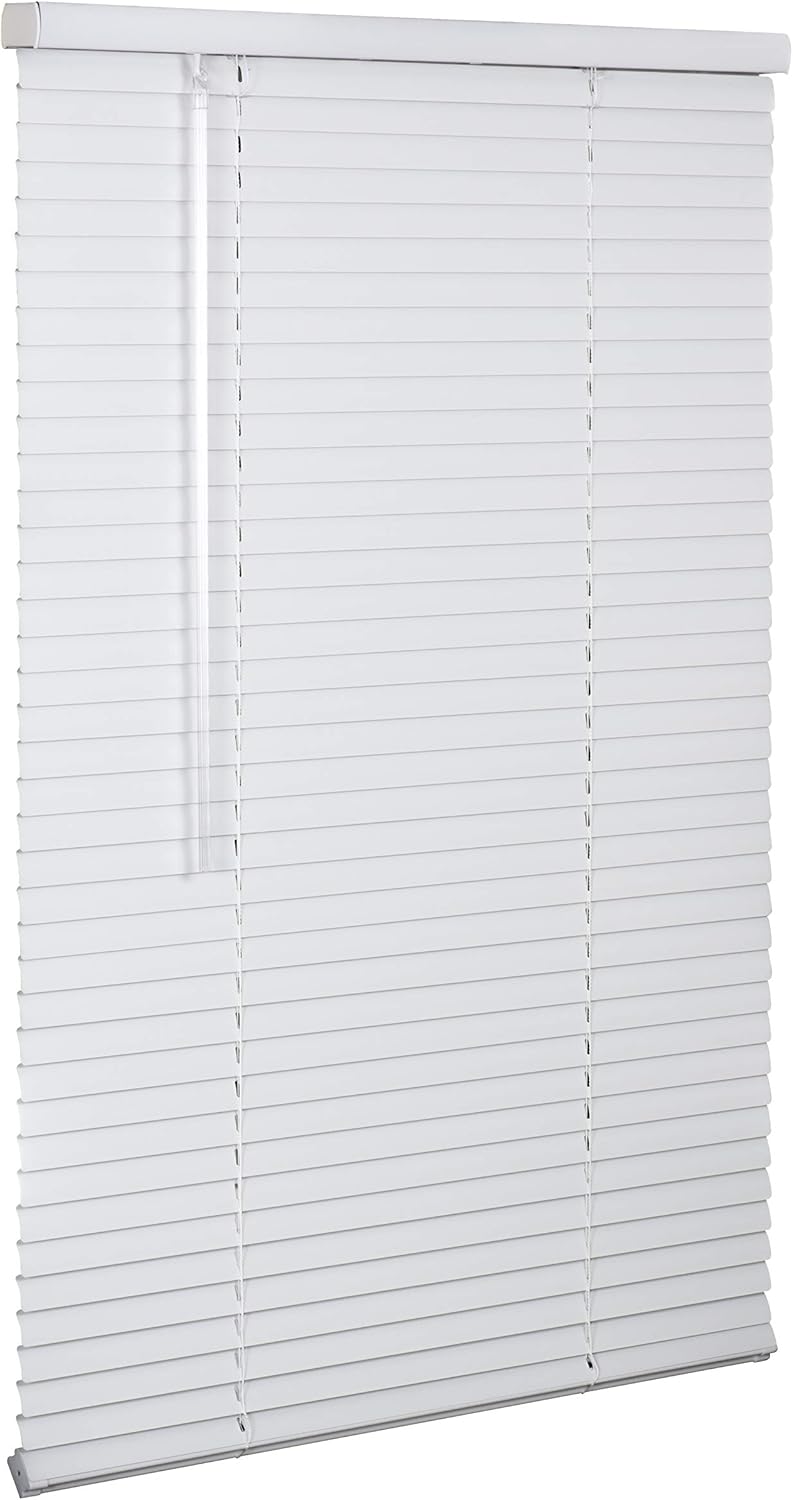 LOTUS & WINDOWARE Mini persiana de aluminio inalámbrica de 1 pulgada de ancho x 72 pulgadas de largo, color blanco (AMX7072WH)