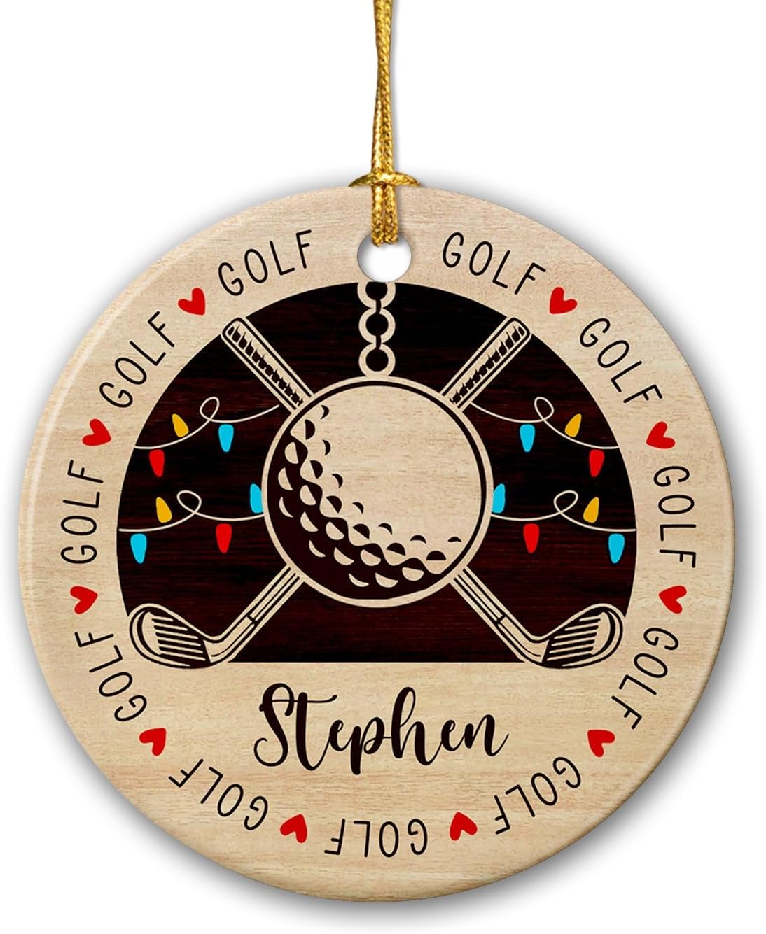 Adorno de golf personalizado, adorno de árbol de Navidad de golfista, regalo de recuerdo, adorno de cerámica de Navidad para golfista, adorno de