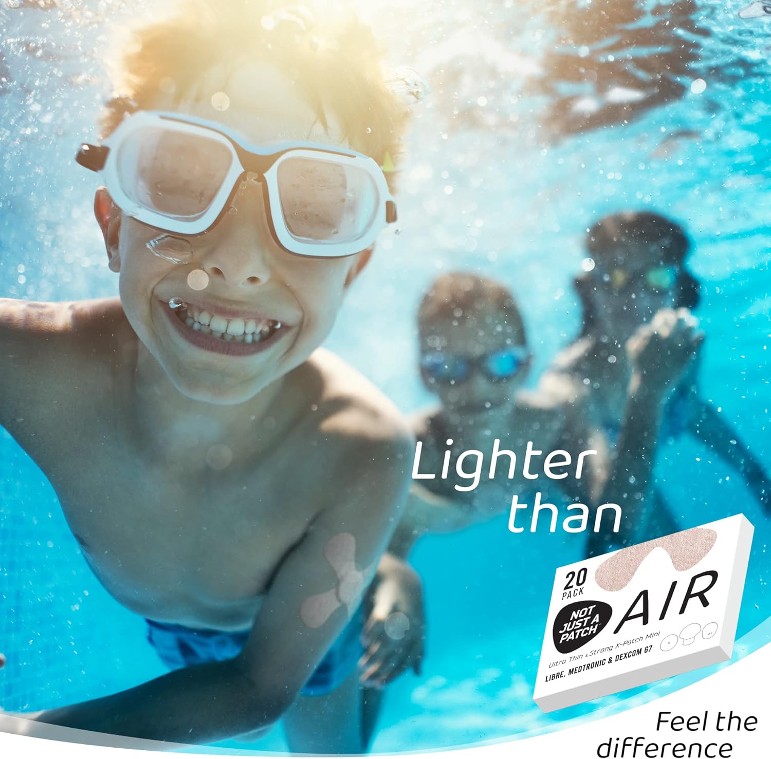 Not Just A Patch Air X-Mini (20 unidades)  Fundas para sensores Dexcom G7, Libre 2 delgadas, fuertes y ligeras  Adhesión ultra larga de 14 días,