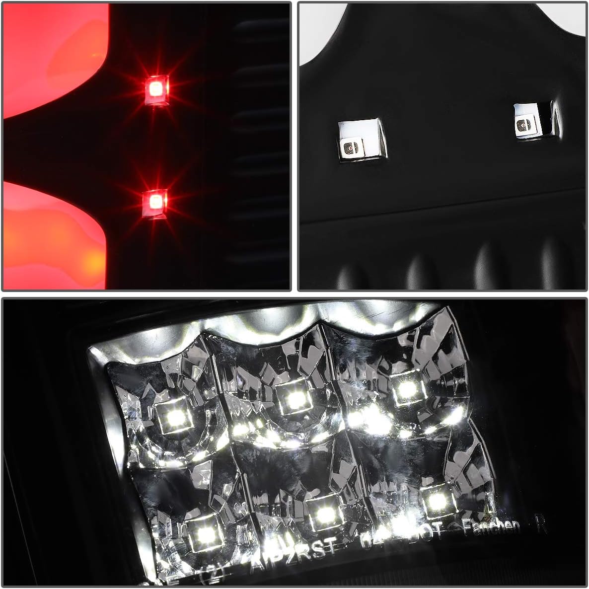 DNA MOTORING TL-F15004-LED-3D-BK-CL Conjunto de luz trasera LED 3D para lado del conductor y del pasajero compatible con Ford F150 Lobo 04-08