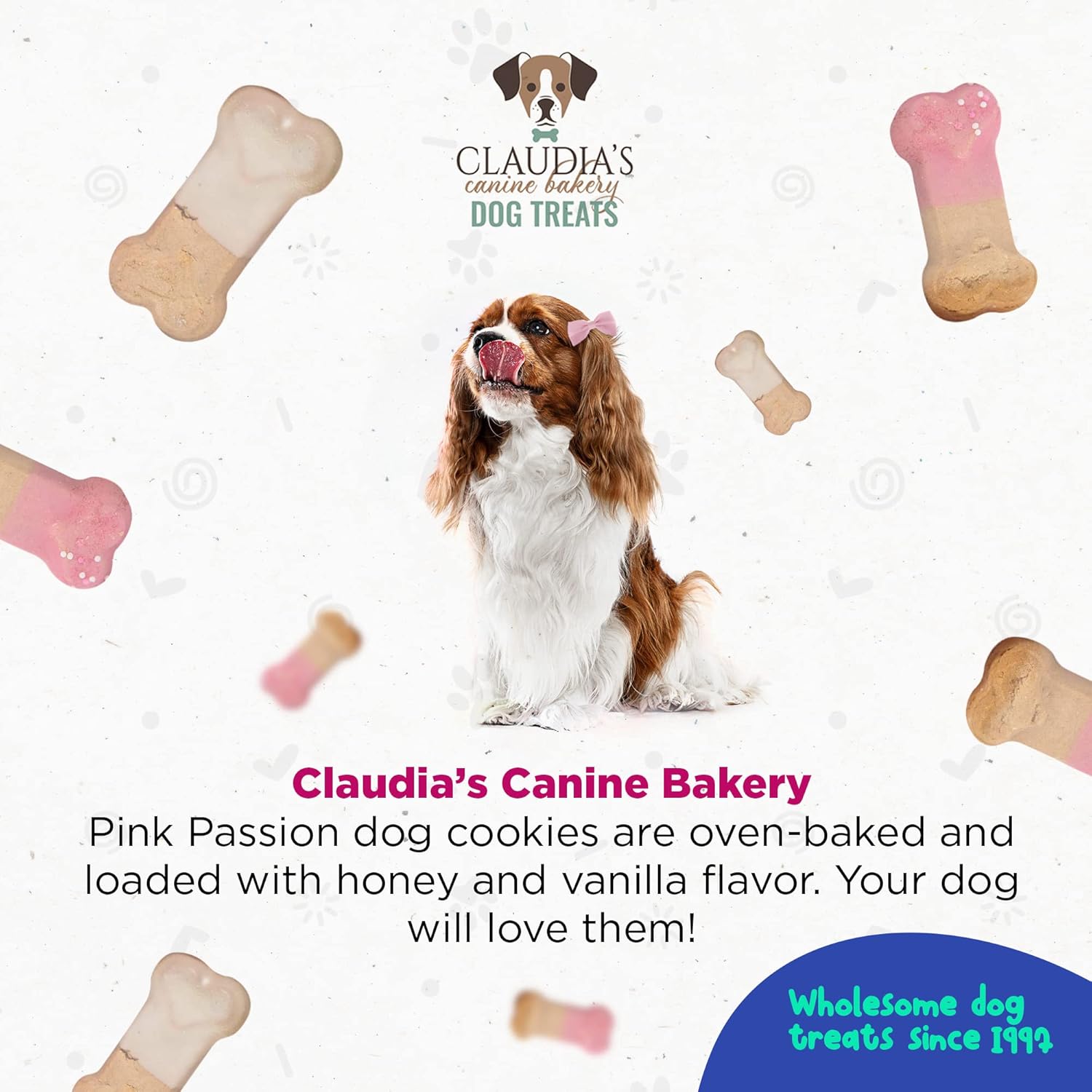 Claudia’s Canine Bakery Pink Passion Surtido de galletas gourmet para perros, 7 onzas