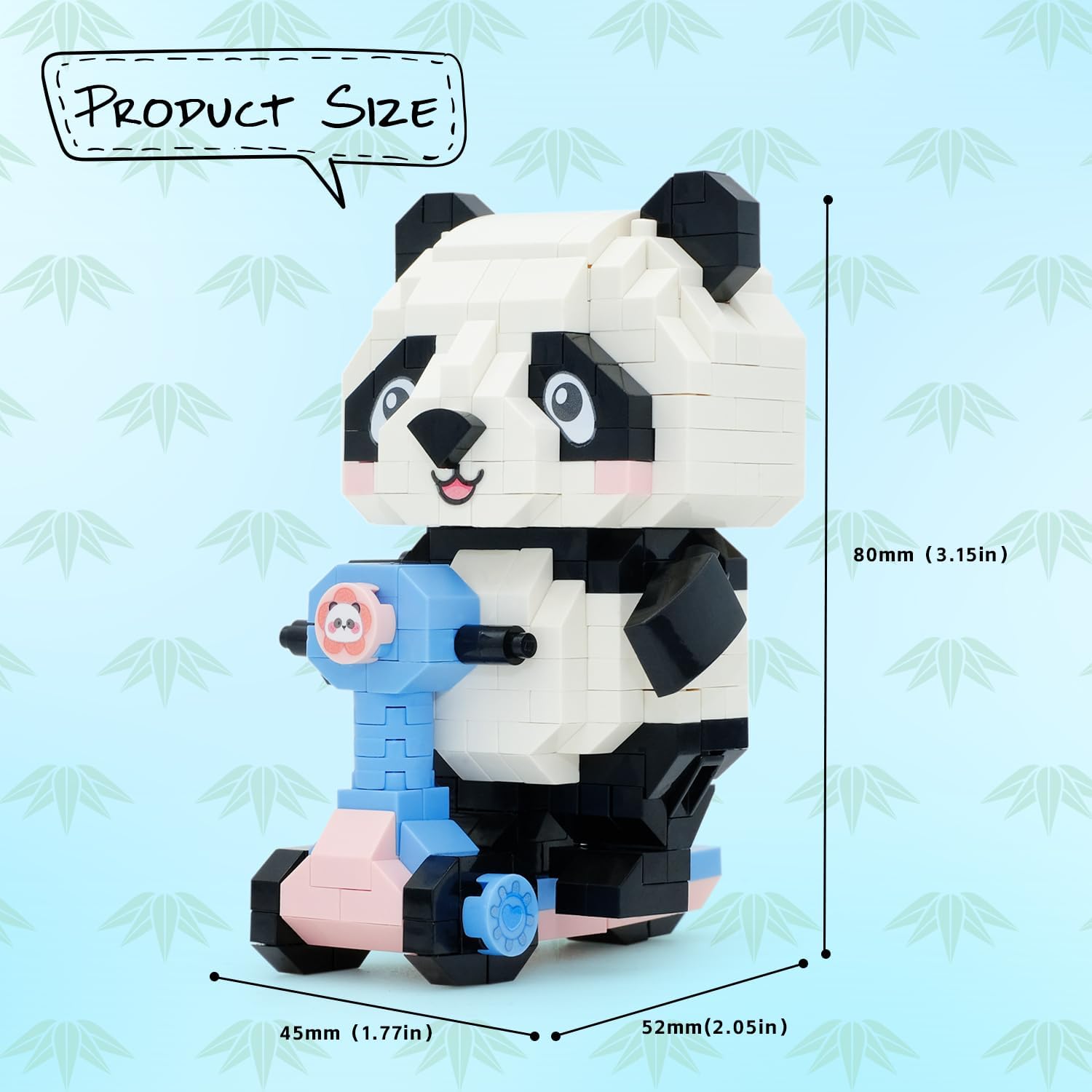 Panda Micro bloques de construcción, juguetes creativos de cumpleaños juegos de bloques de construcción para niños (panda en bicicleta)