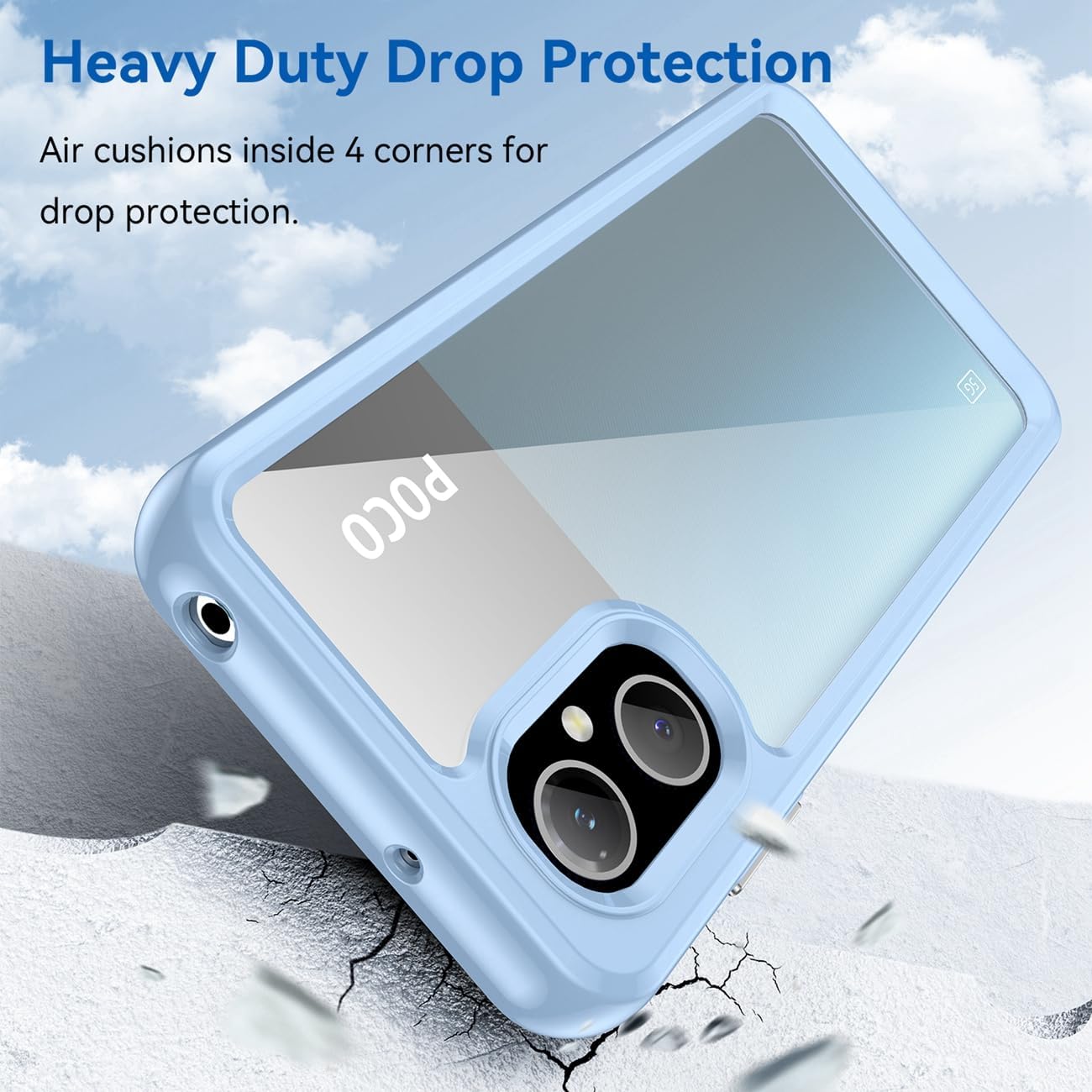 GTBDEKI Funda transparente para Poco M5 4G, Poco M4 5G 22071219CG con protector de pantalla HD, antiarañazos, a prueba de golpes, de policarbonato