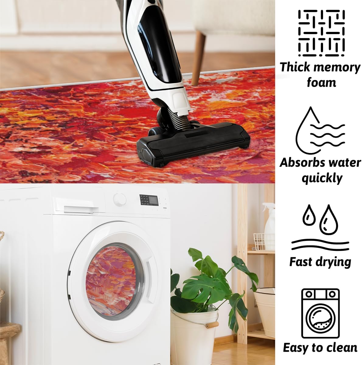 Tapete de baño de espuma viscoelástica con diseño de árbol de arce, suave y acogedor, absorbente de agua, antideslizante, tapete de baño de