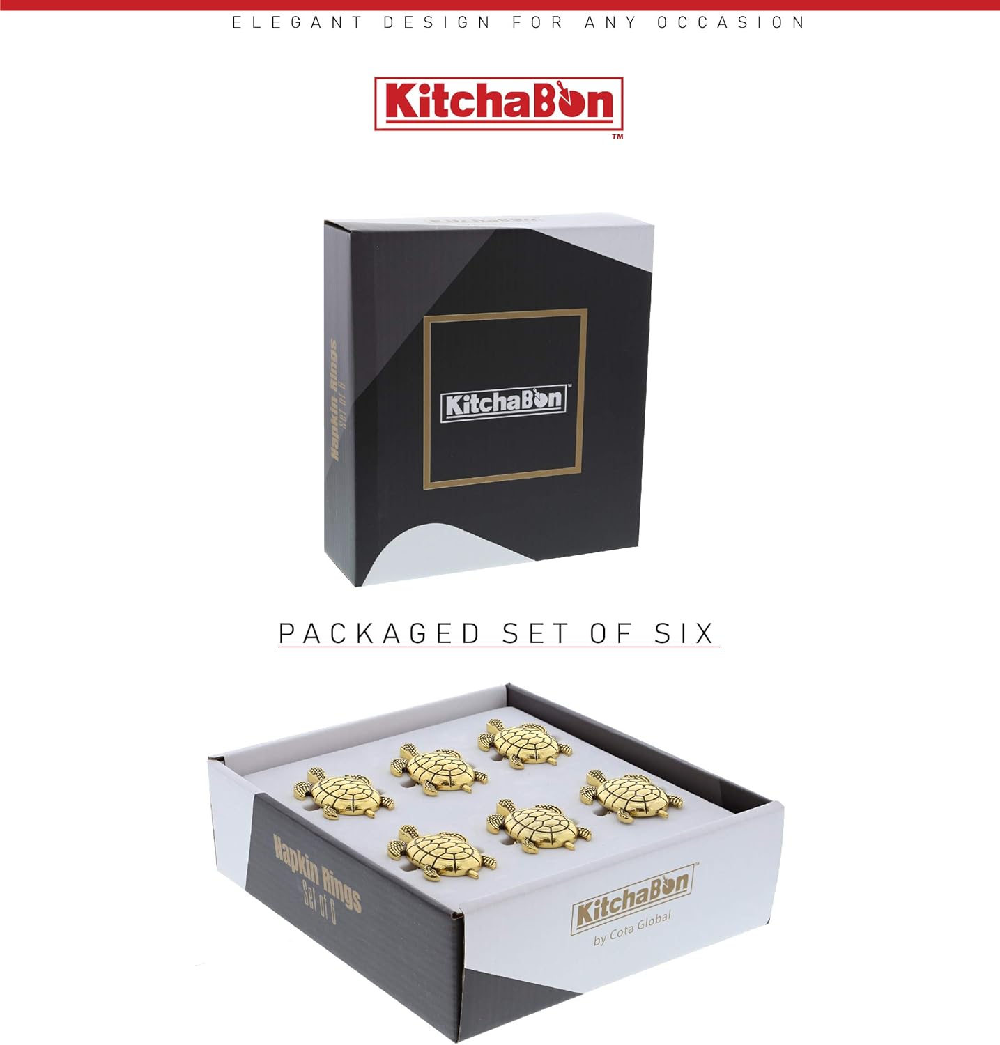 KitchaBon Juego de 6 servilleteros dorados, juego de 6 servilletas para decoración de mesa, servilleteros para cenas familiares, banquetes elegantes
