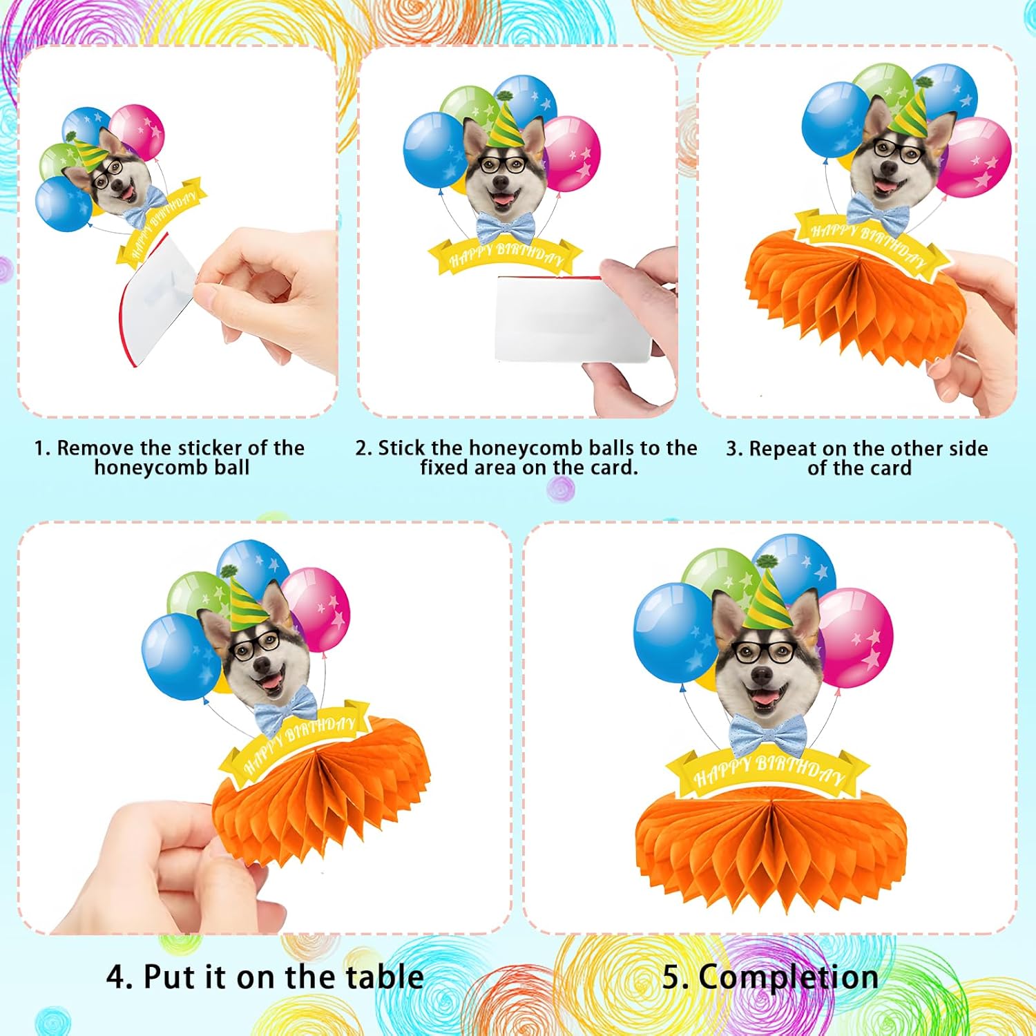 Decoraciones de fiesta de cumpleaños con temática de perro, 9 piezas, decoraciones de cumpleaños para perros, centros de mesa de panal para mesas,