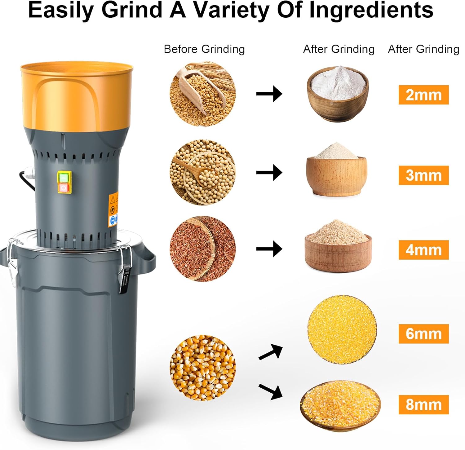 Molinillo eléctrico de maíz, molinillo de grano seco de 6.6 galones, molinillo eléctrico, molinillo de granos, molinillo de cereales, molinillo de