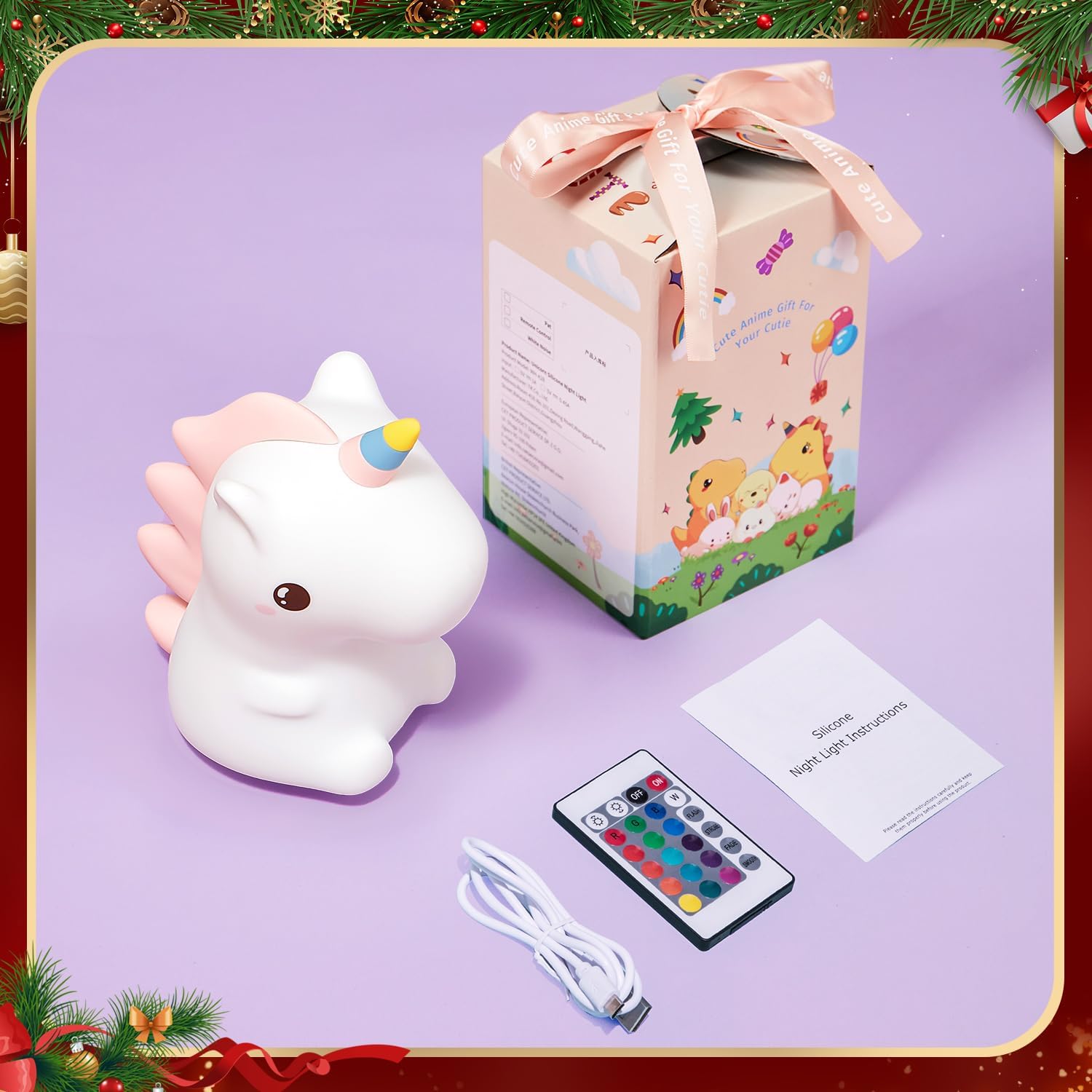 One Fire Regalos de unicornios para niñasLuz nocturna de unicornio para niños, 16 colores y luz nocturna de bebé con control remoto, lámpara de