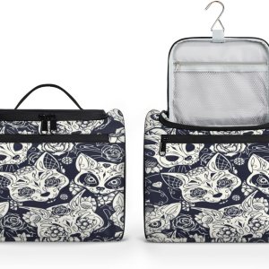 Skull Fun Pattern Toiletry Bag for Women Travel Makeup Organizer with Hanging Hook Traveling Cosmetic Bags for Toiletries Accessories Skull Fun Pattern Toiletry Bag for Women Travel Makeup Organizer with Hanging Hook Traveling Cosmetic Bags for Toiletries Accessories