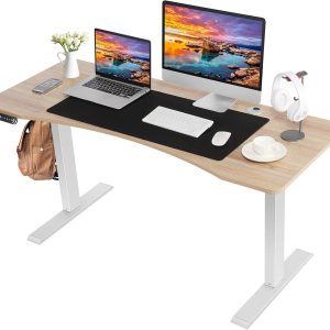 farexon Escritorio eléctrico de pie de altura ajustable, estación de trabajo de escritorio de pie de 55 x 24 pulgadas, escritorio curvado farexon Escritorio eléctrico de pie de altura ajustable, estación de trabajo de escritorio de pie de 55 x 24 pulgadas, escritorio curvado