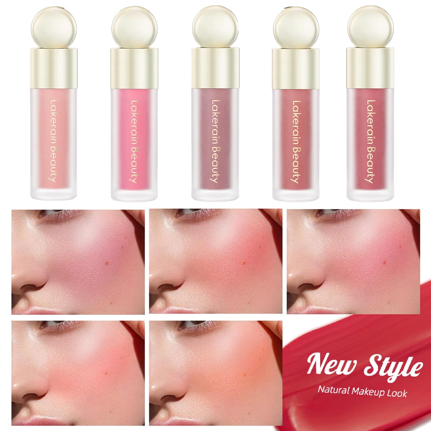 Rubor líquido, aspecto de acabado mate natural, tinte de mejillas rocío en crema para mejillas, rubor facial crema suave, sensación hidratante