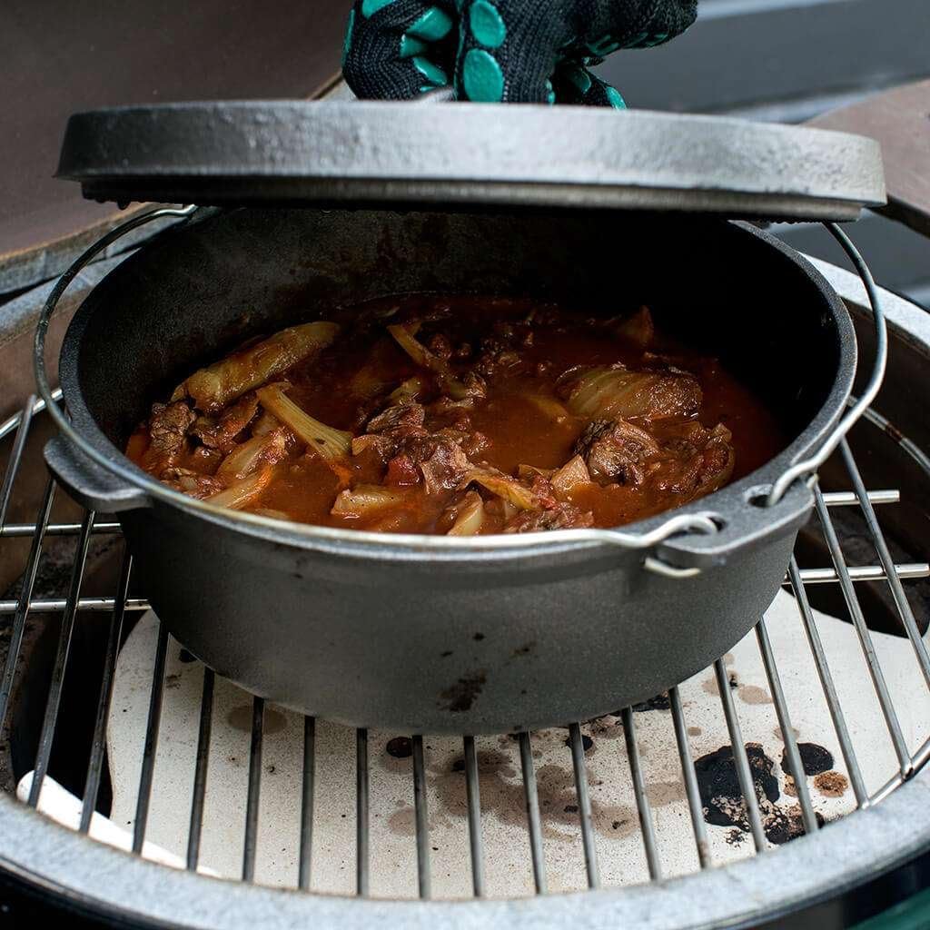 Big Green Egg Horno holandés de hierro fundido con tapa de 5.5 cuartos – M, L, XL, XXL, 2XL