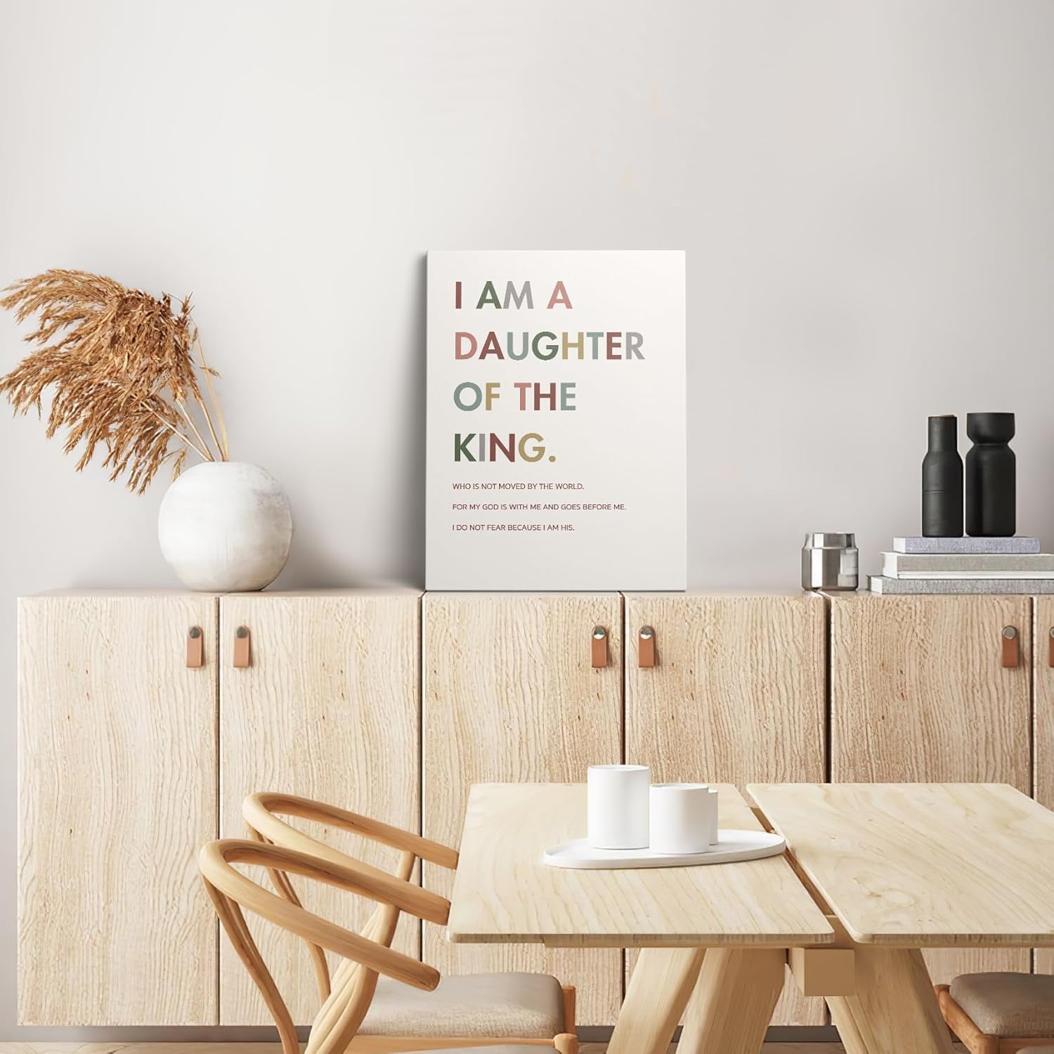 XWELLDAN Lienzo decorativo para pared con versículo bíblico religioso cristiano I am a Daughter of the King Girl, decoración artística de pared para