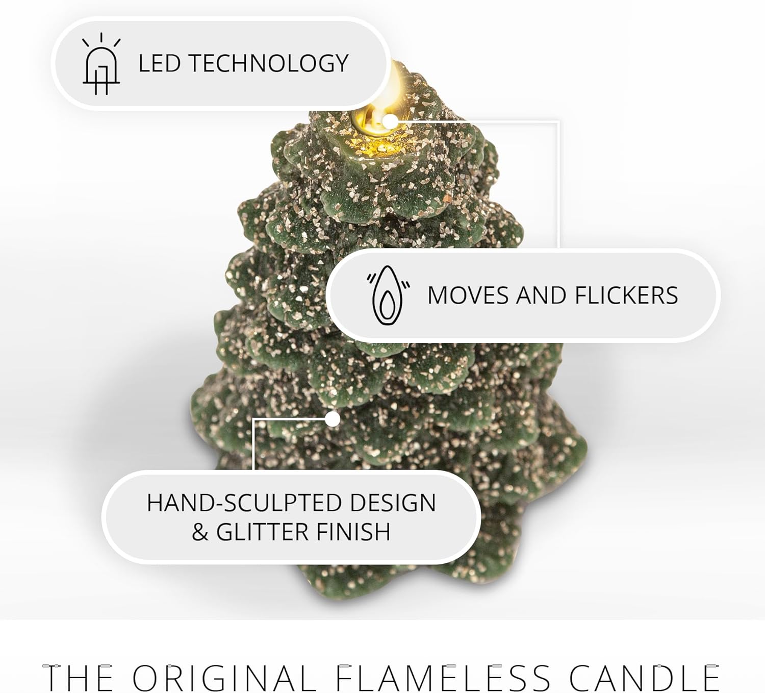 Luminara Vela sin llama, árbol de Navidad, 5.35 pulgadas de ancho x 8.5 pulgadas de alto, efecto de llama móvil, temporizador, listo para el control