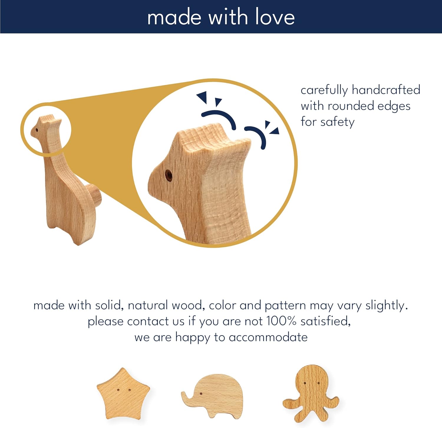 Bonitos ganchos de pared de madera de animales  5 x animales terrestres  Ganchos decorativos para colgar abrigos, sombreros, bolsos, mochilas,
