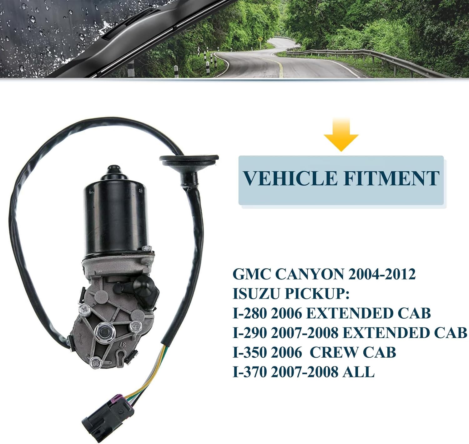 Motor del limpiaparabrisas delantero compatible con Chevy Colorado GMC Canyon 2004-2012  Isuzu 2006 i280 i350  2007-2008 i290 i370 Reemplazo