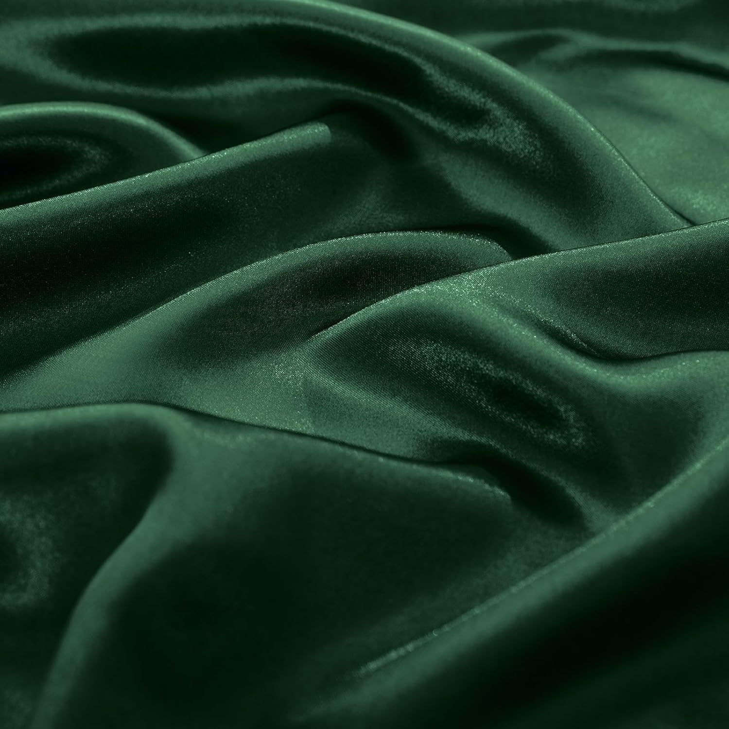 TREELY Sábanas de satén tamaño Queen  Juego de sábanas de satén suave de 6 piezas de color verde negruzco con bolsillo profundo, 1 sábana bajera + 1
