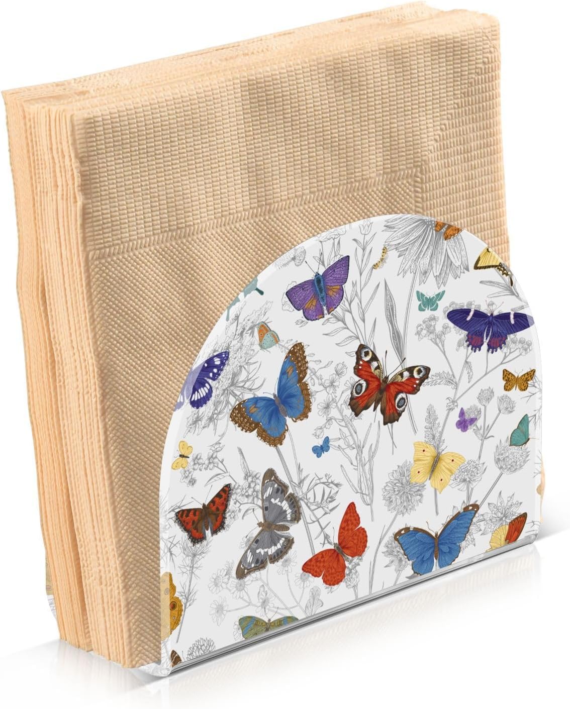 Napkin Holder Butterflies Wild Flowers Napkin Holders for Tables, Clear Acrylic Napkin Holders Cocktail Napkin Holder for Kitchen Restaurant Bar