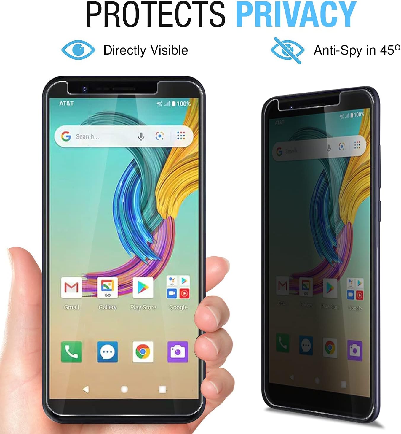 Anbzsign – Protector de pantalla de privacidad para AT&T Fusion Z (V340U)  AT&T Motivate (V341U), vidrio templado de dureza 9H antiespía