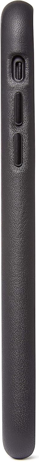 DECODED Funda trasera para iPhone 11 Pro Max – Cuero de grano completo negro, botones de metal, TPU a prueba de golpes
