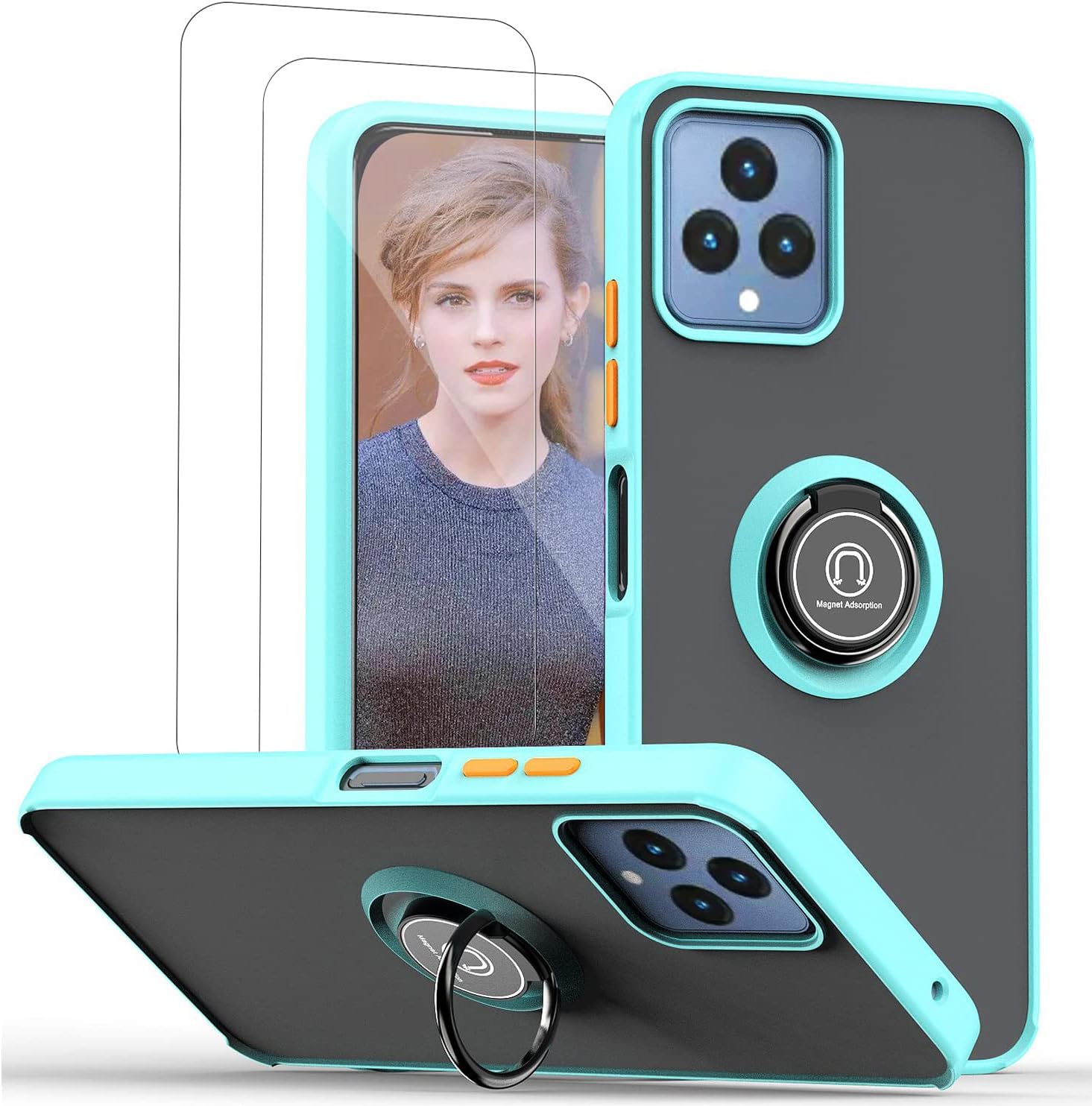 Funda para teléfono T-Mobile Revvl 6 5G con protector de pantalla de vidrio templado 2 unidades, funda T-Mobile Revvl 6 5G con protección completa