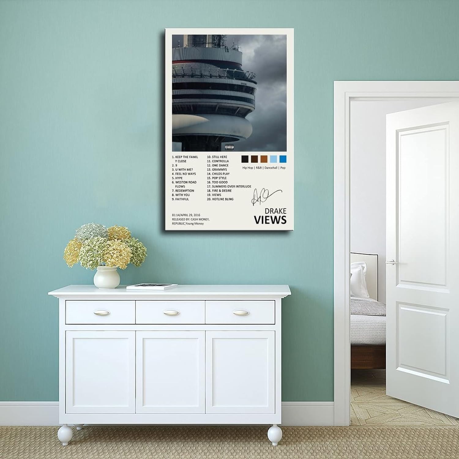 YGULC Drake – Póster con diseño de vistas, diseño de álbum de música, edición limitada, póster de lienzo para decoración de pared, pintura para sala