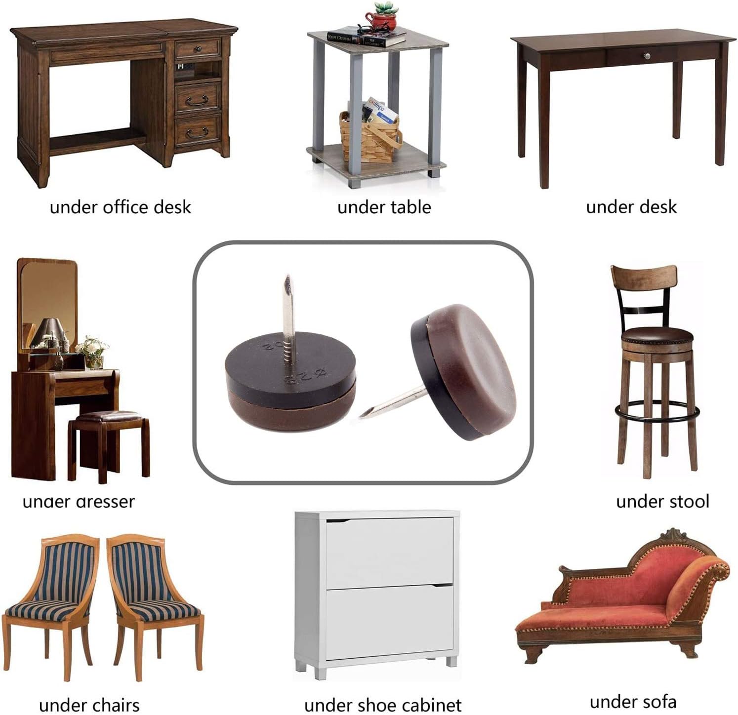 50 almohadillas redondas para muebles, deslizadores deslizantes para alfombras, almohadillas antideslizantes para muebles, protectores de suelo de