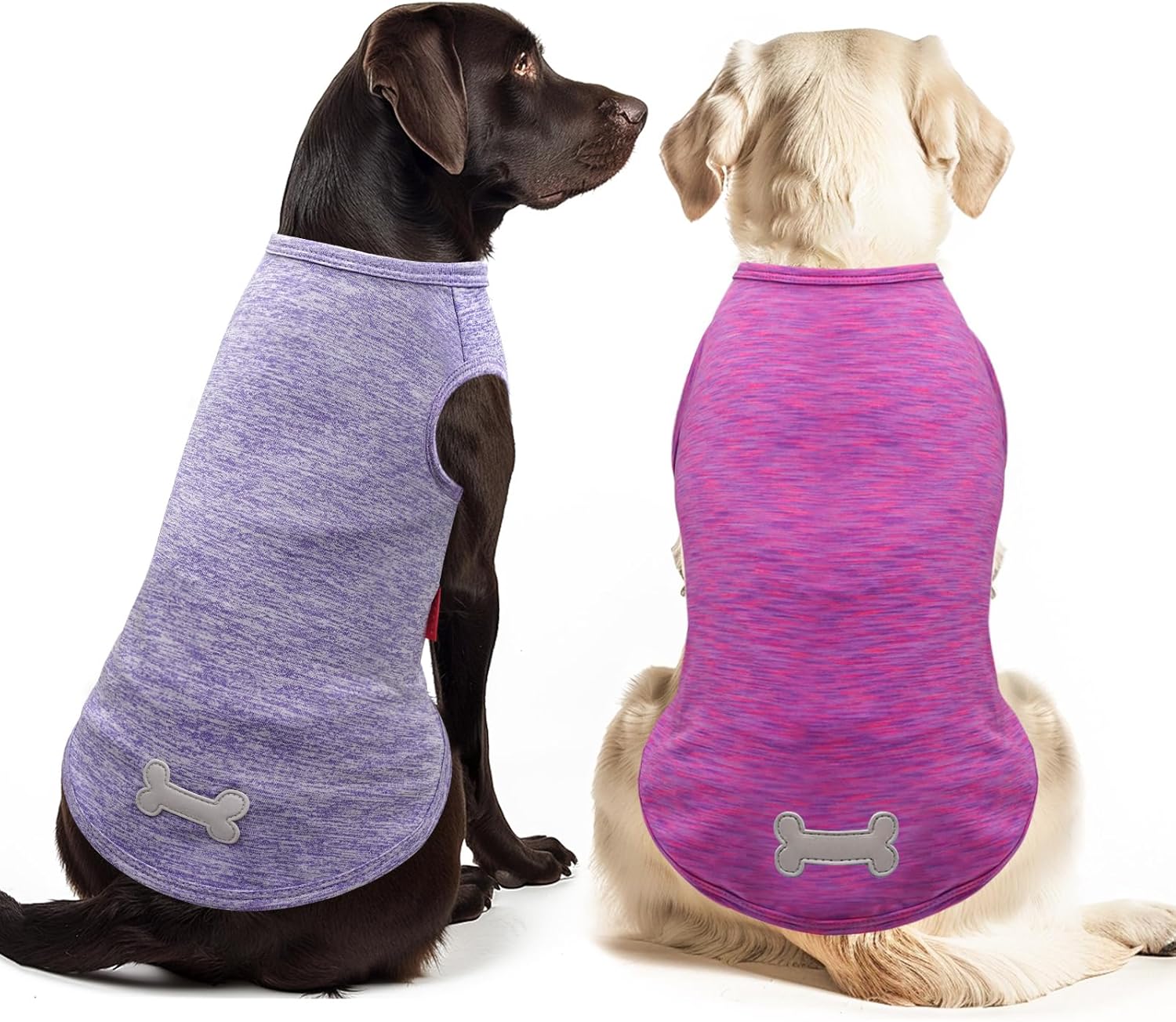 KYEESE Paquete de 2 camisetas para perro, de secado rápido, suaves, elásticas, con etiqueta reflectante, camiseta sin mangas de protección solar,