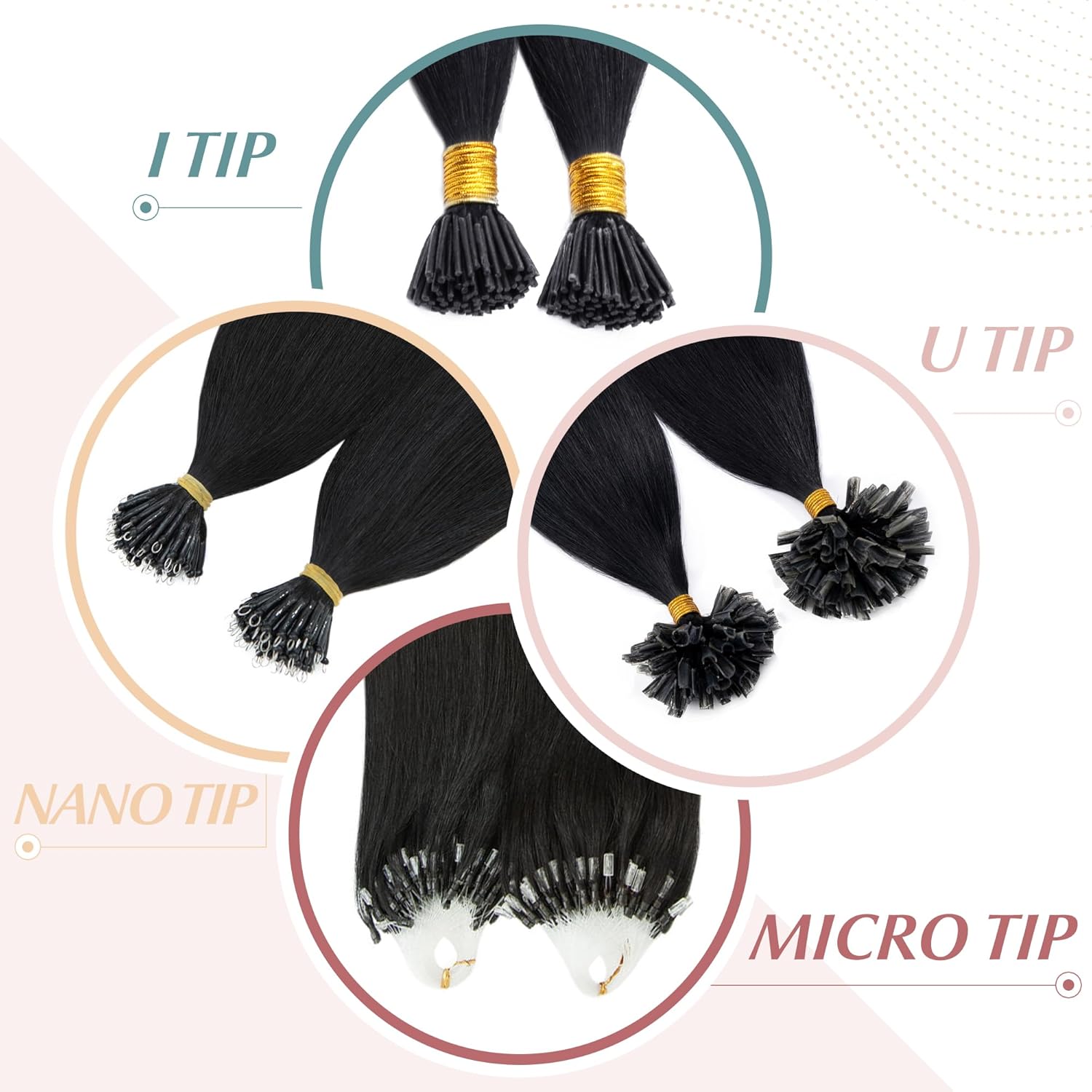 SEGO I Tip – Extensiones de cabello humano real, queratina preunida, microperlas de punta, balayage, extensiones de cabello lacio y sedoso, 100
