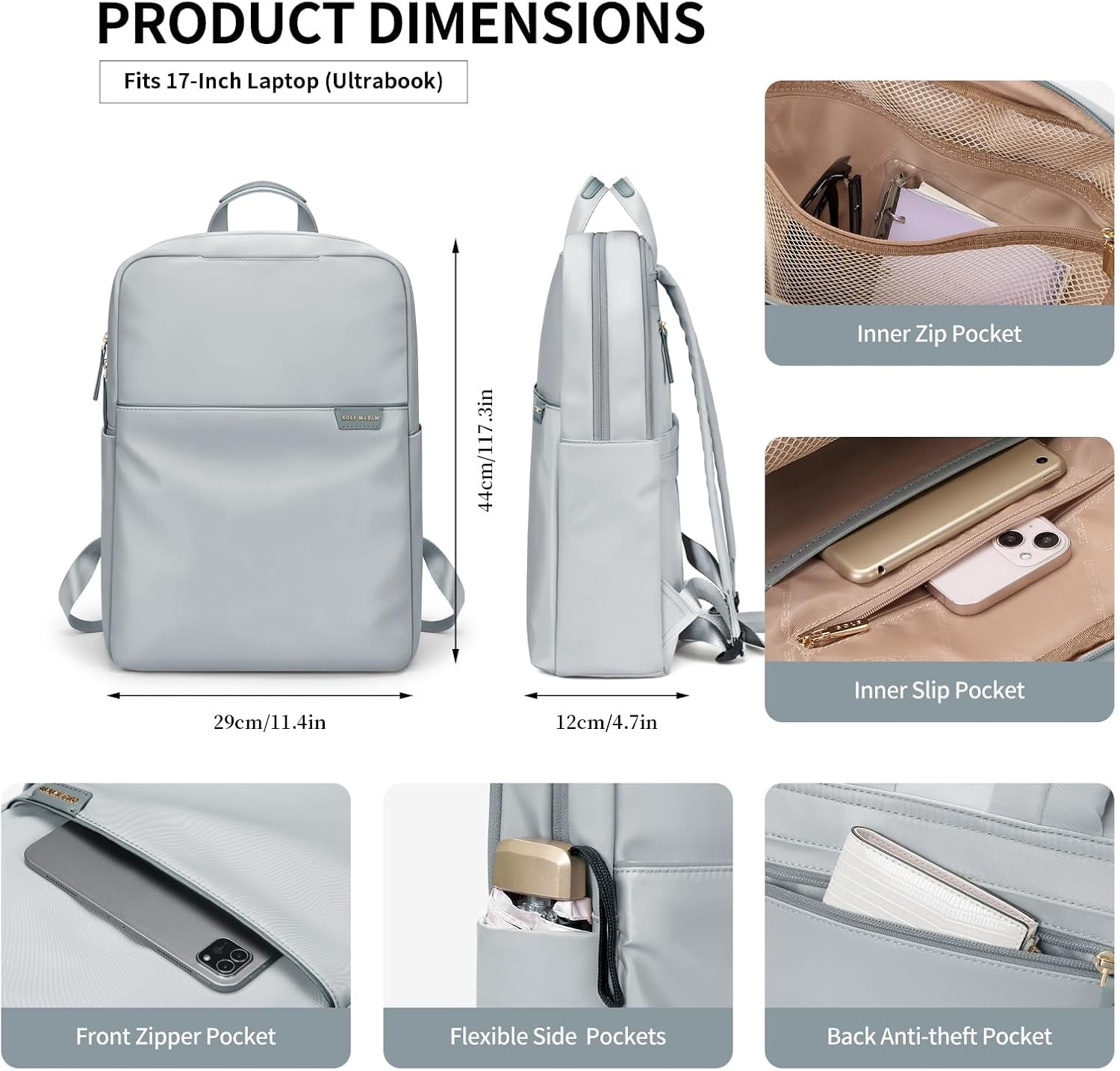 Mochila para laptop para mujer, con asa de mano, abierta, casual, para trabajo, viajes, mochila para libros de 15 pulgadas + mochila de viaje para