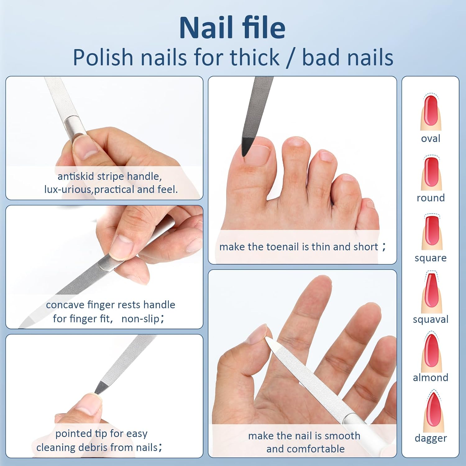 Juego de 3 empujadores de cutículas y removedor de esmalte de gel con limas de uñas, calidad de salón de belleza, pelador de esmalte de uñas de gel