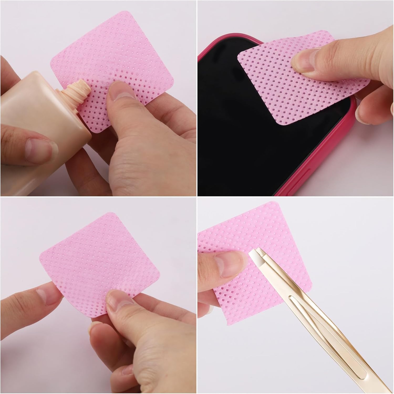2000 toallitas de uñas sin pelusa para uñas de gel, paquete de 10 toallitas removedoras de esmalte de uñas, almohadillas de algodón, color rosa