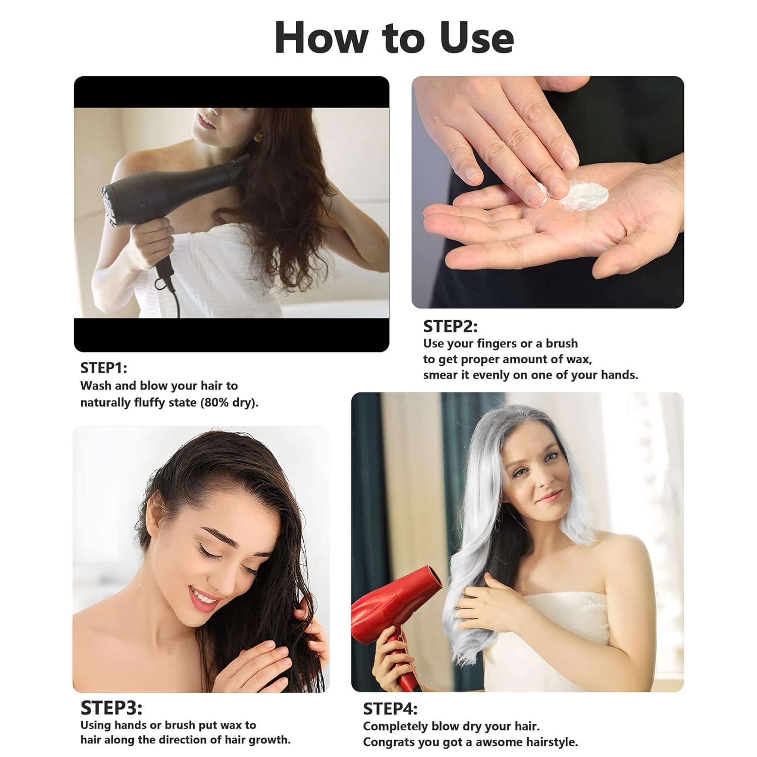 Pomadas Mofajang de cera para el cabello, 4.23 oz, material de cera para colorear el cabello natural, desechable, arcilla para peinar el cabello,
