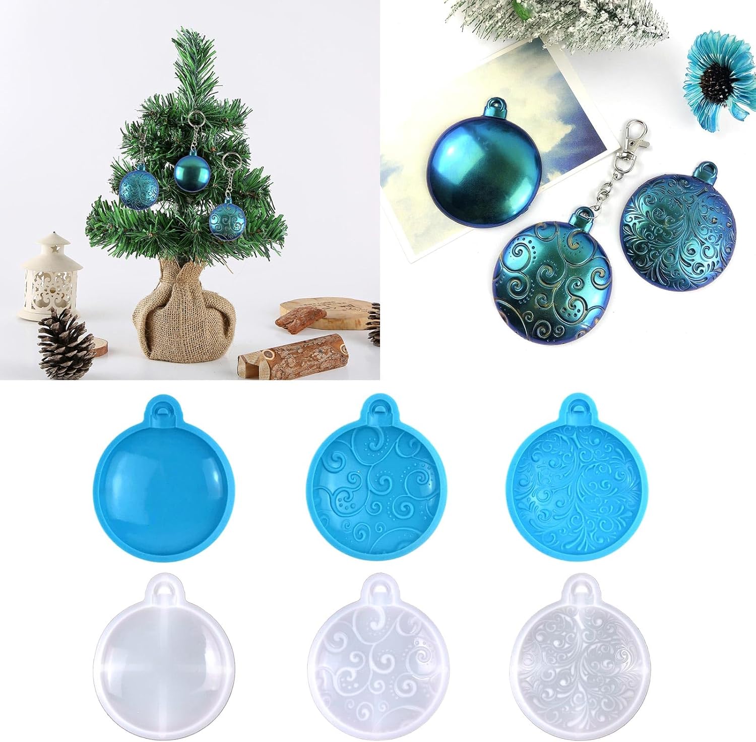 DIY Llavero de Navidad Molde de Silicona DIY Collar Colgante Joyería Artesanía Molde para Artesanías de Navidad Llaveros Fabricación de Joyas