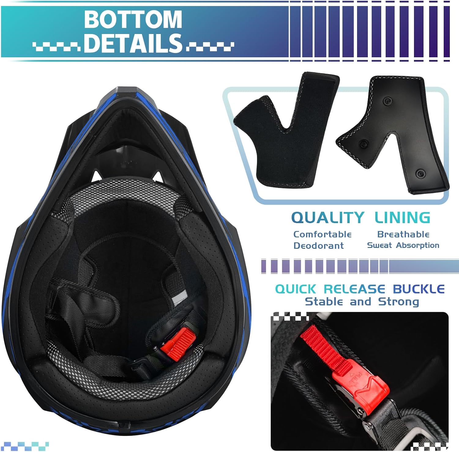 Casco ATV juvenil, casco de motocross para niños, casco unisex con guantes, gafas, protector facial, juego de 4 piezas, buen regalo para familiares