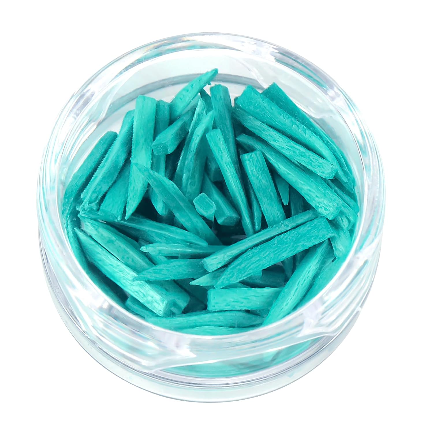JMU Cuñas de madera dentales, 100 piezas desechables de madera coloridas, color verde (0.059 x 0.079 x 0.551 in)